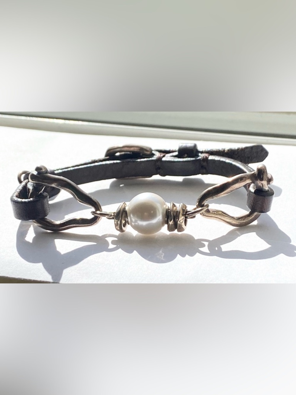 UNO de 50 Pearl and Bit Dark Brown Leather adjustable - Picture 3 of 7